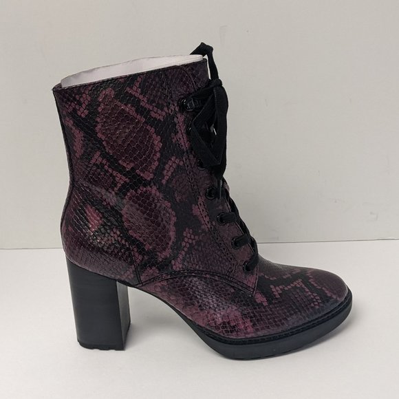 Naturalizer Callie Lace-Up Bootie, Burgundy Snake Leather, Women's - Picture 2 of 6